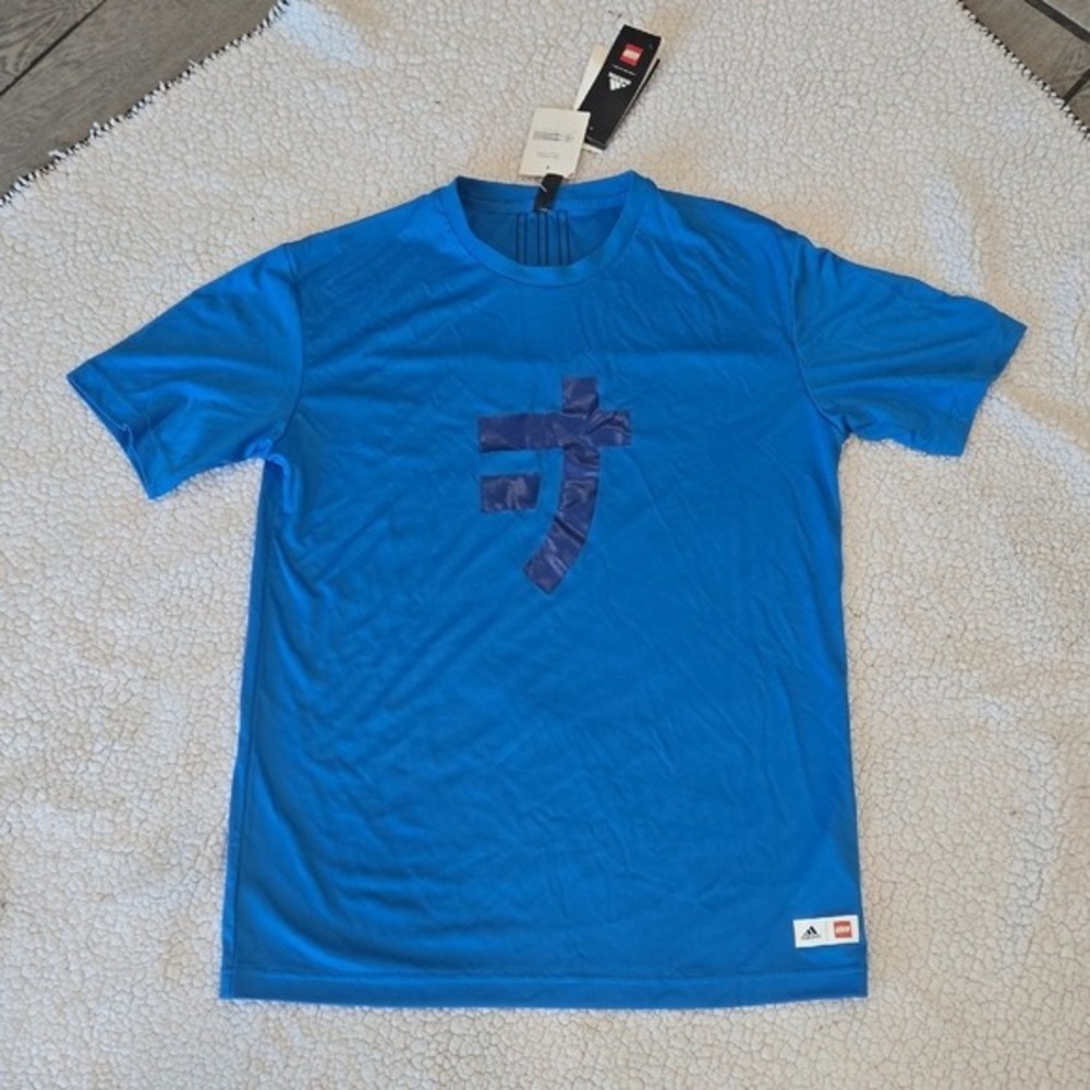 Adidas x LEGO Collaboration Kids Bright Blue Graphic‎ T Shirt Size L